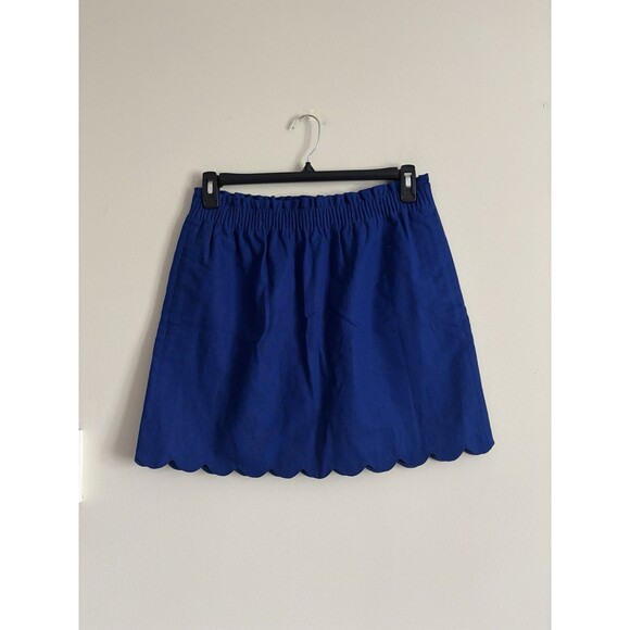 J.CREW Dresses & Skirts - J Crew‎ Womens 10 Medium LINEN Scallop Hem Skirt Blue Preppy Nautical Beach Chic